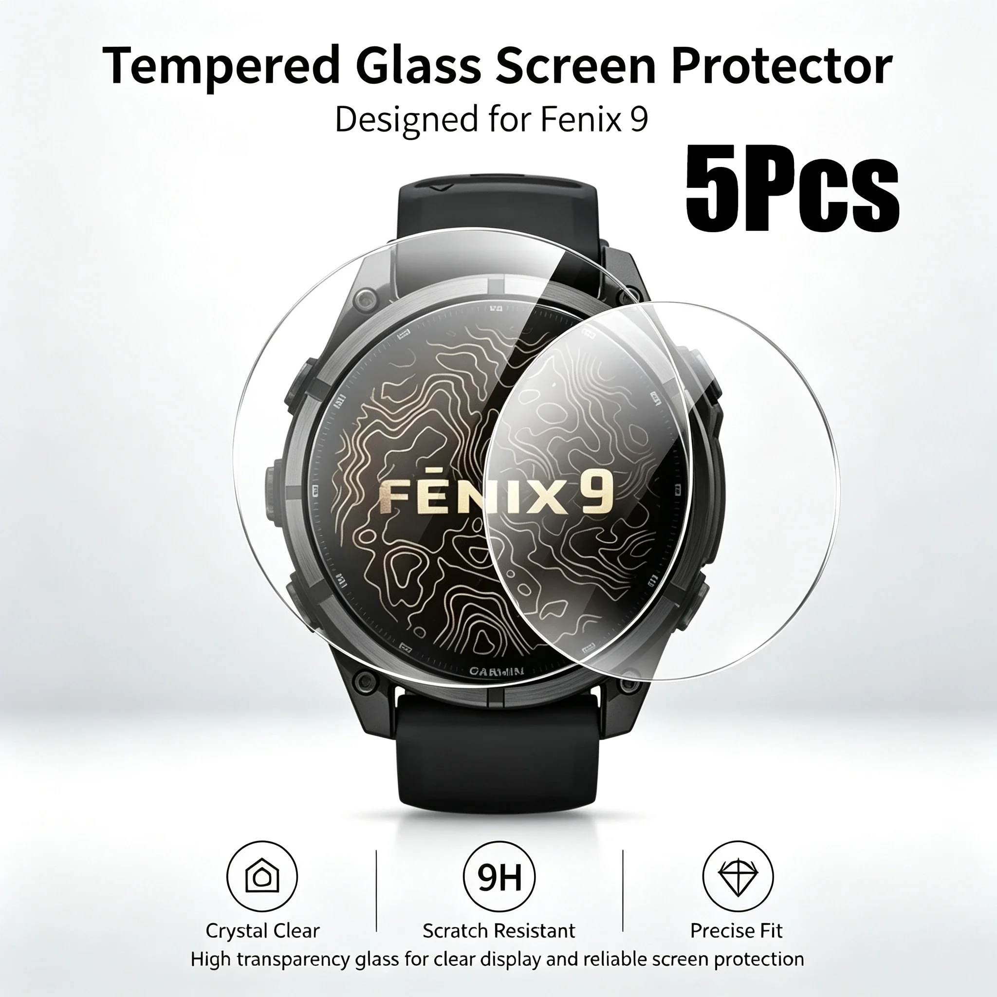 Premium HD Tempered Glass Screen Protector for Smartwatch – Enhanced Protection for Garmin Fenix Series