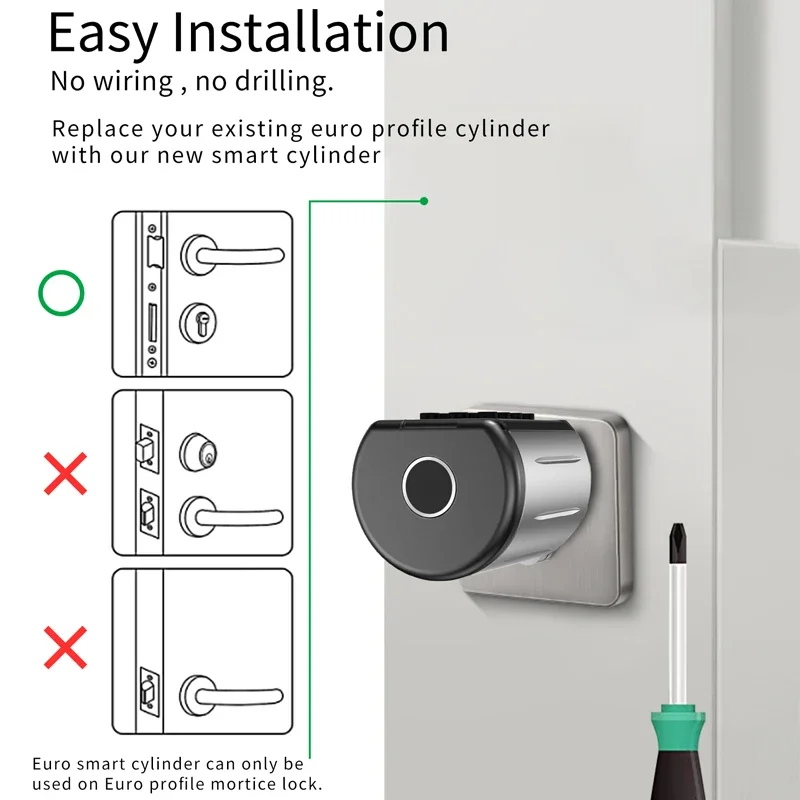 IP66 impermeabile Smart Lock serratura biometrica per impronte digitali con App e Smart Card Keyless Entry per lo spessore della porta 35-100mm