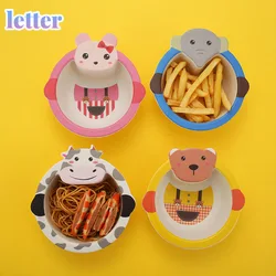 Bebê crianças fibra de bambu natural tigelas bonito dos desenhos animados pratos de alimentação do bebê utensílios de mesa infantil da criança