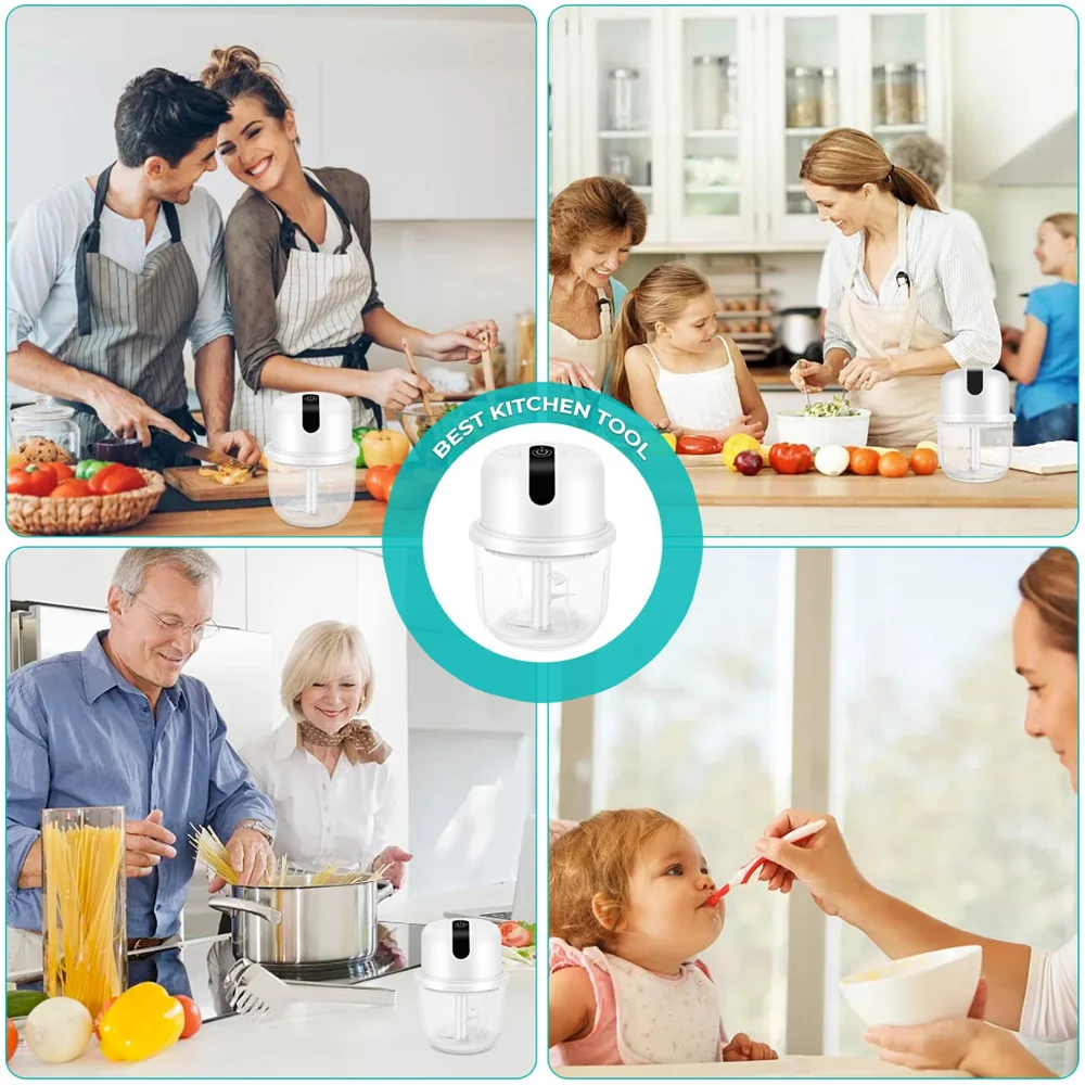 Description Picture 5 of itemElectric Garlic Chopper Multi-Function Food Processor Blenders For Kitchen USB Charging Meat Grinder Kitchen Tools