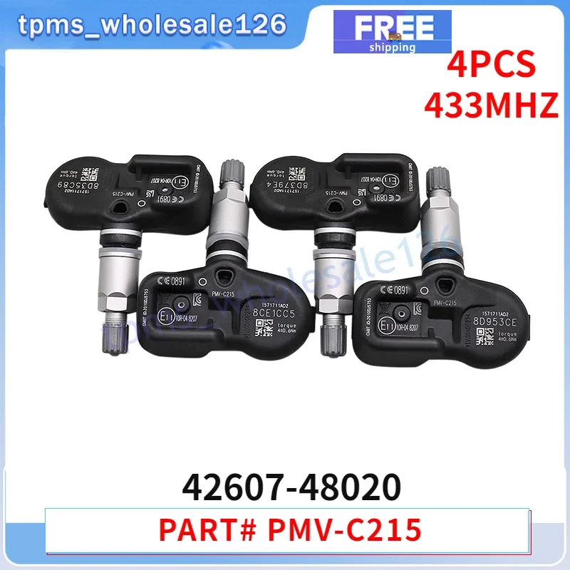 4X PMV-C215 42607-48020 Tire Pressure Sensor 4PCS For 2017-2024 Lexus LS 2018-2022 Toyota Camry C-HR RAV4 TPMS 433MHZ 42607F4020