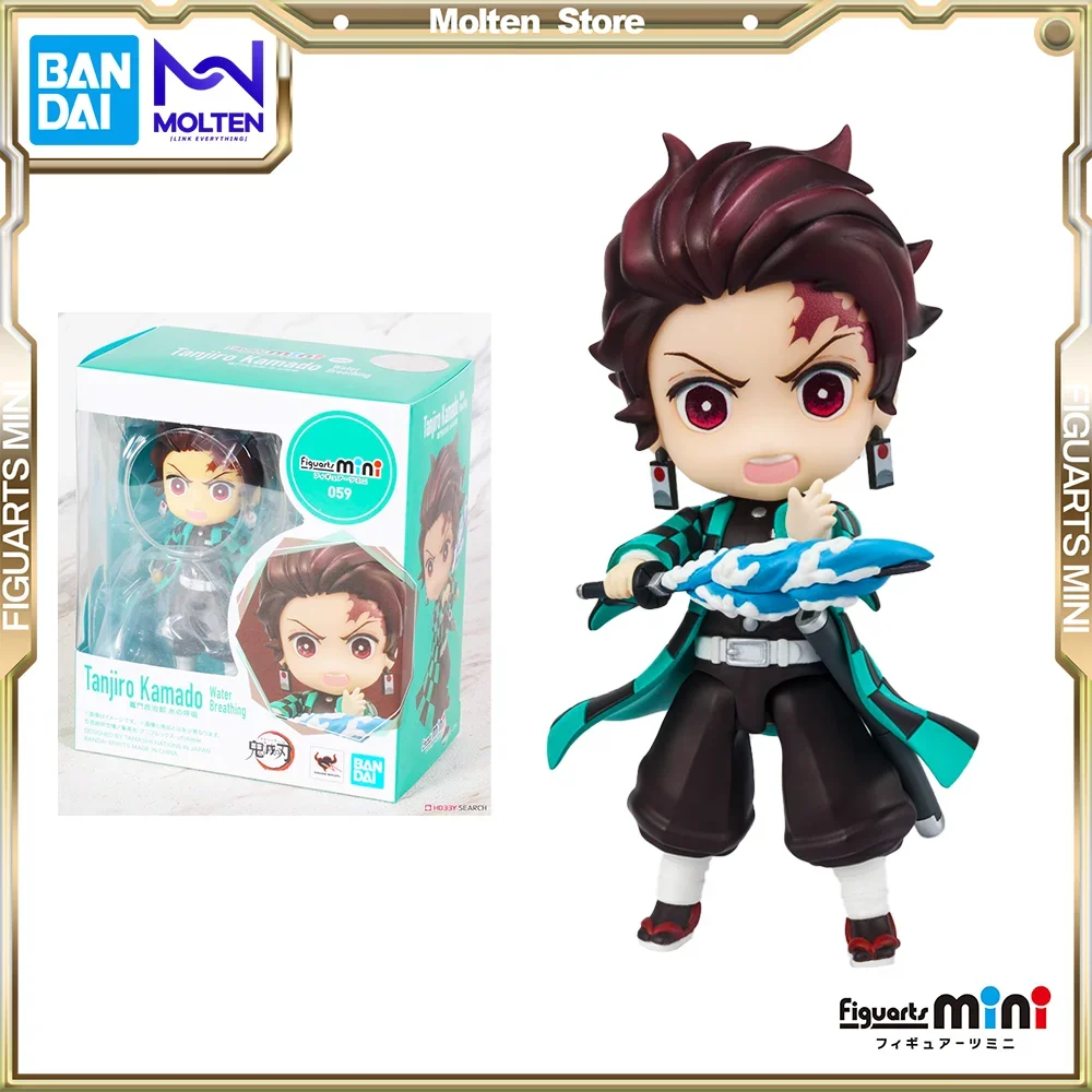 Bandai Original Figuarts Mini Demon Slayer: Kimetsu No Yaiba Tanjiro Kamado Water Breathing Anime Action Figure Modello Completo