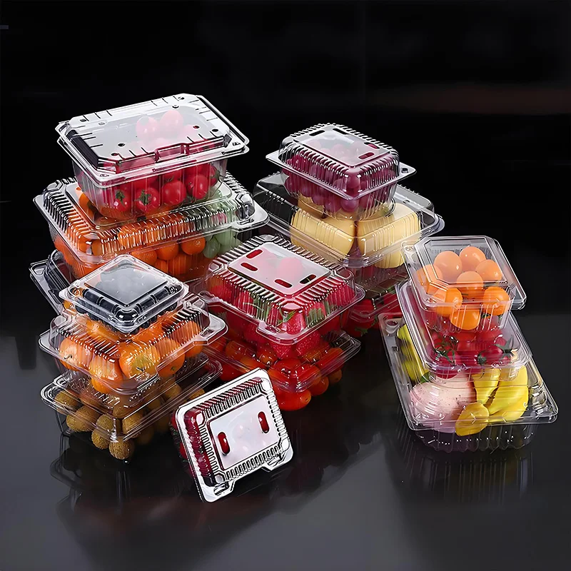 50 Pcs Disposable Plastic Food Containers 25x19cm, Takeaway Lunch Boxes with Lids, Leak Proof & Microwave Safe