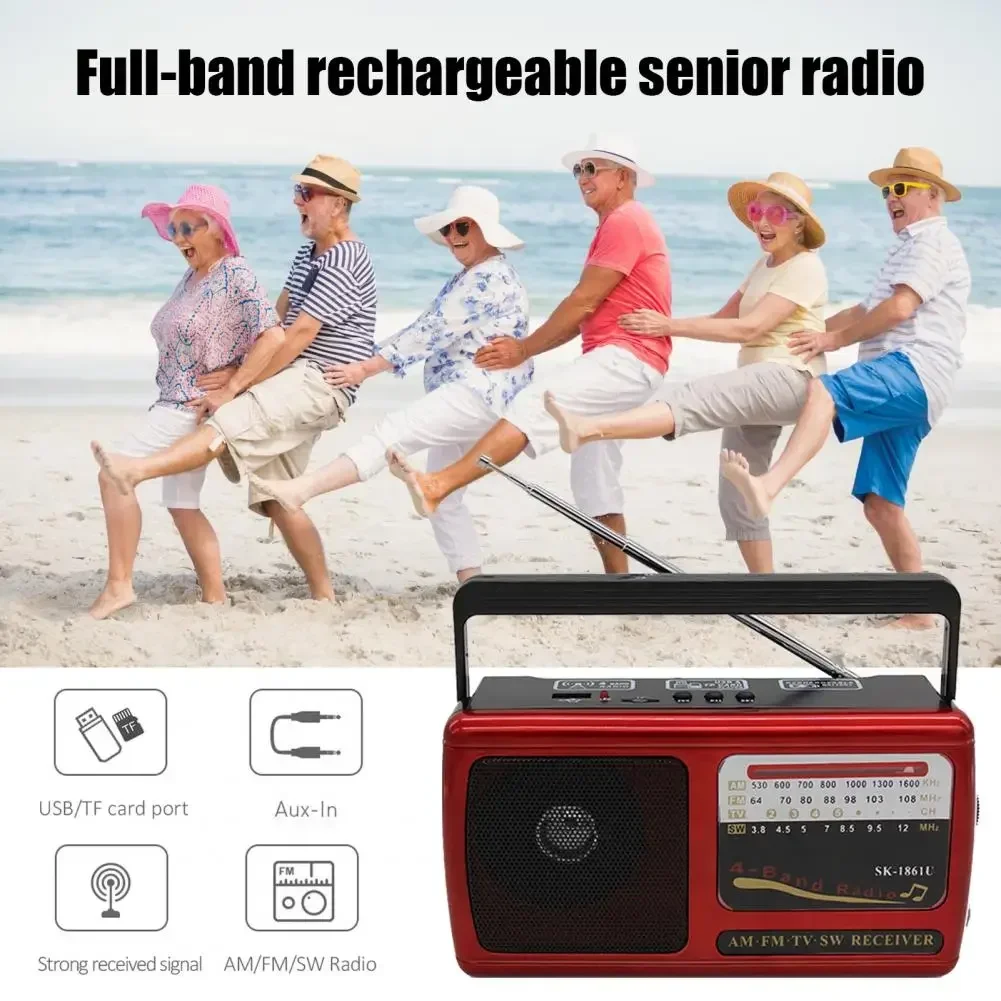 Rádio Digital Recarregável com Som Alto Receção de Sinal am fm sw Banda de Onda Completa Leitor Mp3 Alto Falante Alta Sensibilidade 1861u - Image 3