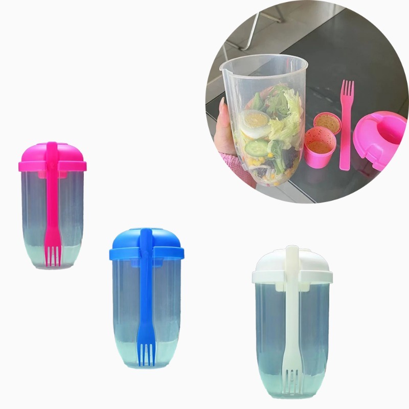 Portable Salad Cup with Fork Bento Box Food Container for Breakfast School Lunch Yogurt Oatmeal Cereal Milk Storage  Milk Cup