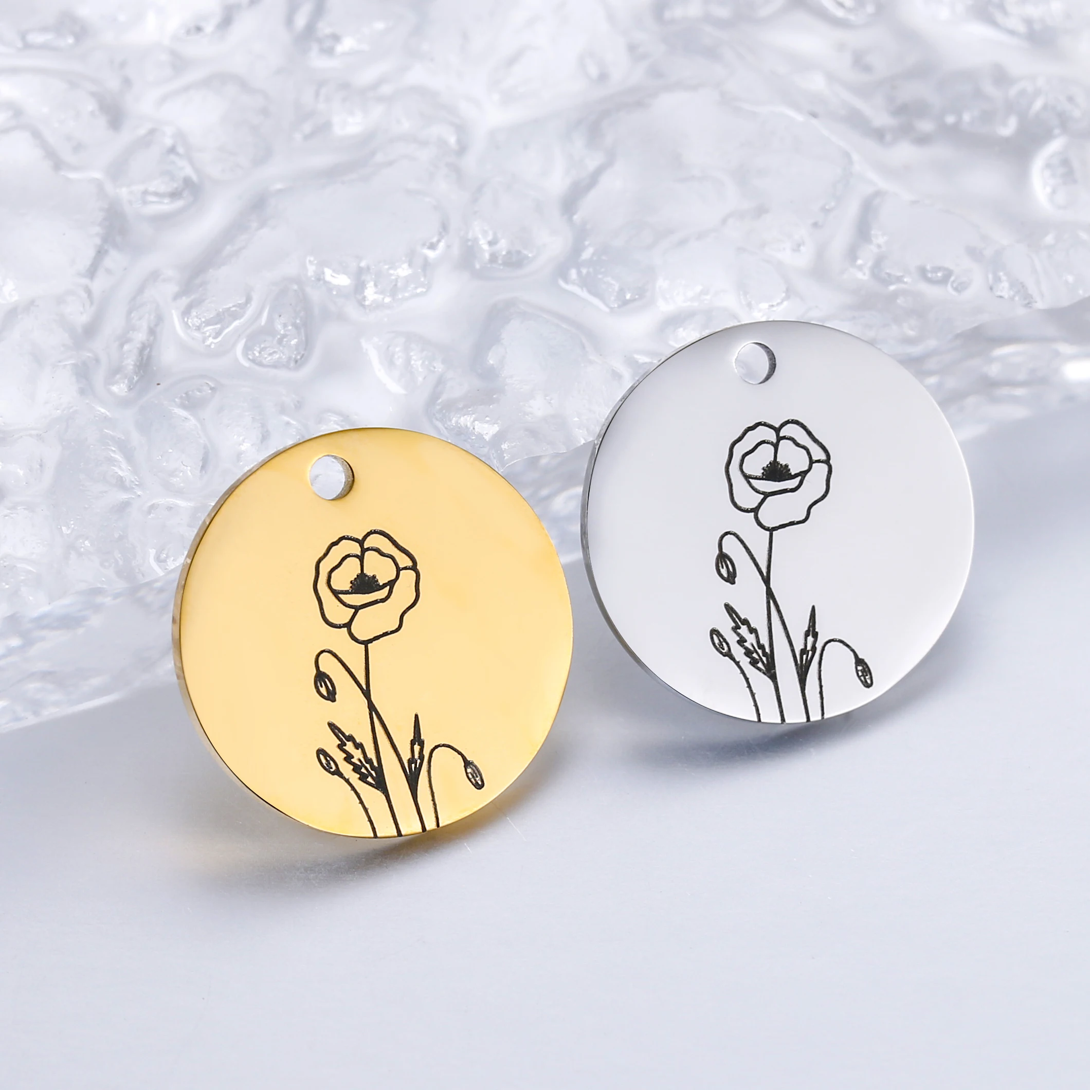 5 Stück Edelstahl Geburts monat Blumen Charms für Frauen Rose Halskette Anhänger DIY Muttertag Schmuck Geburtstag Geschenk Zubehör – Detail 19