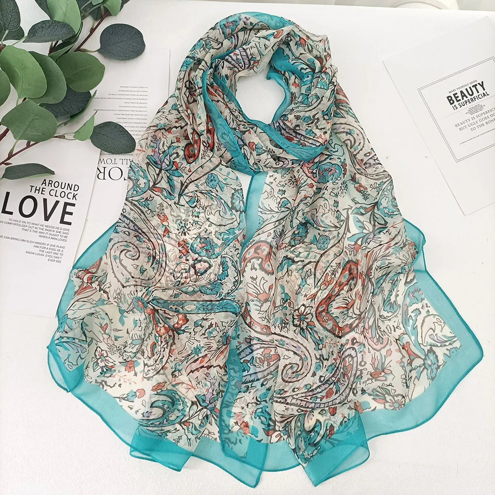 Elegant Women's Chiffon Georgette Bandana Scarf - Green Grass Summer Edition