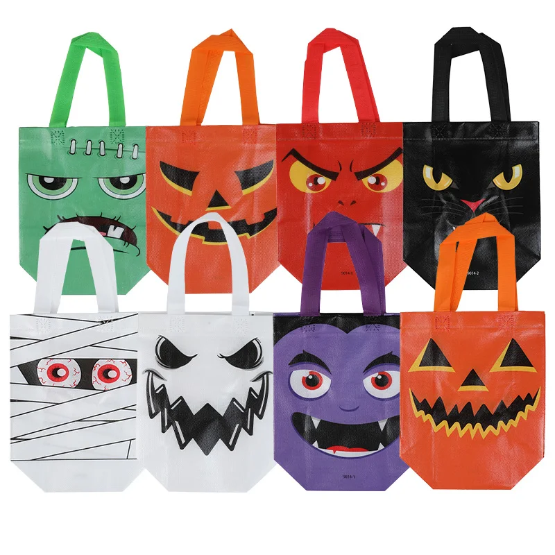 8-24Pcs Halloween Non-Woven Gift Bags Pumpkin Ghost Candy Snacks Packaging Bag Halloween Party Home Decor Supplies Kids Favors