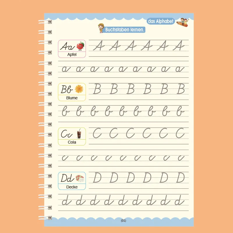 XTDMJ Quaderni magici, 4 quaderni magici per esercizi riutilizzabili, per bambini, calligrafia