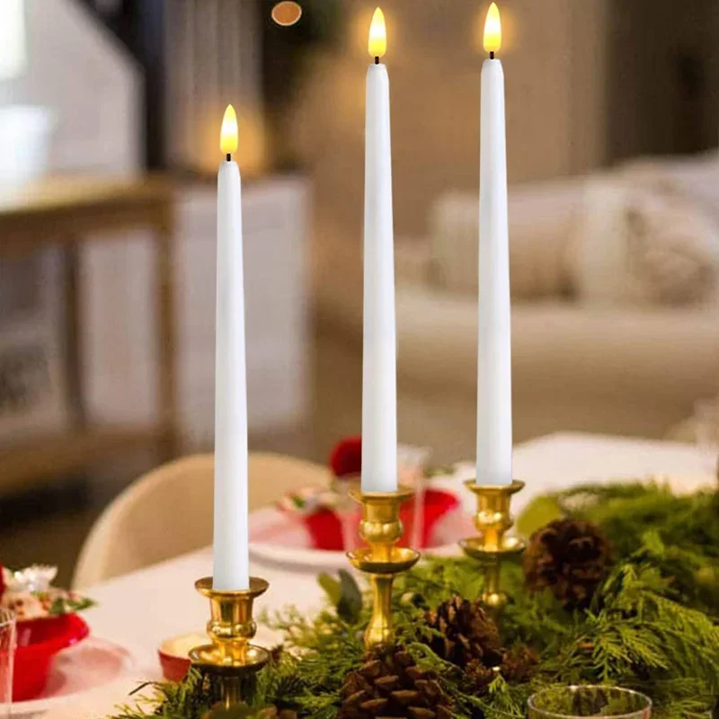 LED Flameless Electronic Candles 3/6Pcs Battery Powered Taper Long Candle Light for Party Wedding Home Decoration Flashing Lamp