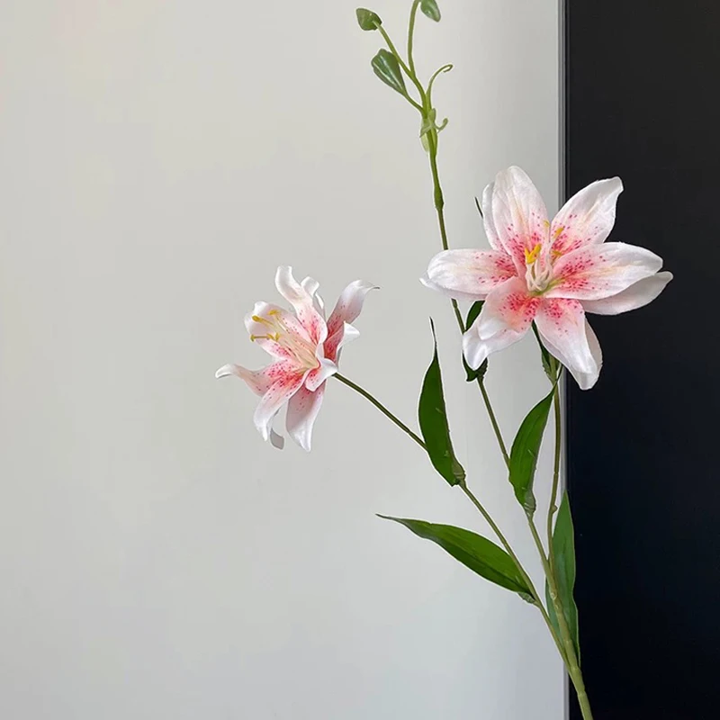Elegant 70cm Artificial Lily Flower with Double Blooms for Wedding and Home Decor