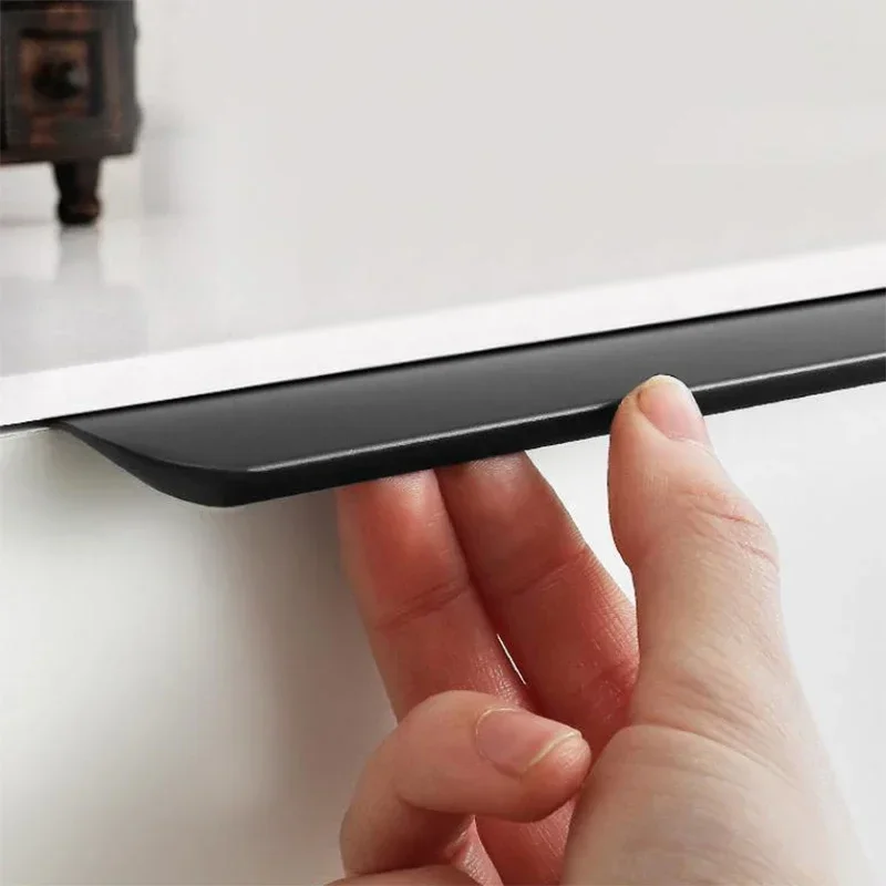 Minimally Designed Door Handles Invisible Non Perforated Wardrobe with Long Edges Black Handles Hidden Handles in Cabinets door handles