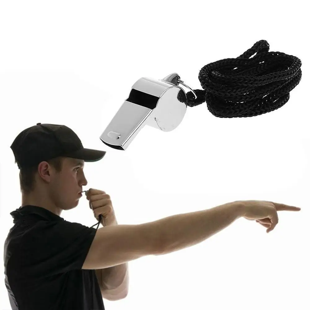 Steel Whistles Referee Sport Rugby Metal Whistle With Rope Party Training Soccer Football Basketball Cheerleading Tool