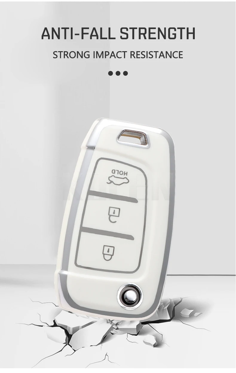 Nuovo TPU Car Flip Key Case Cover Shell per Hyundai Elantra Solaris I30 I35 I40 IX35 Sonata Santa Fe Tucson Verna Celesta Accent - S4d759f782f9a4f00948b060c3b5a7b583