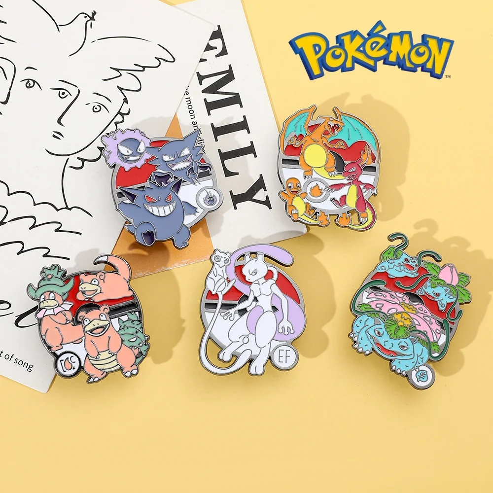 

Pokemon Gengar Brooch Action Anime Figures Pikachu Charizard Snorlax Blastoise Brooch Creative Enamel Ornament Children Gifts