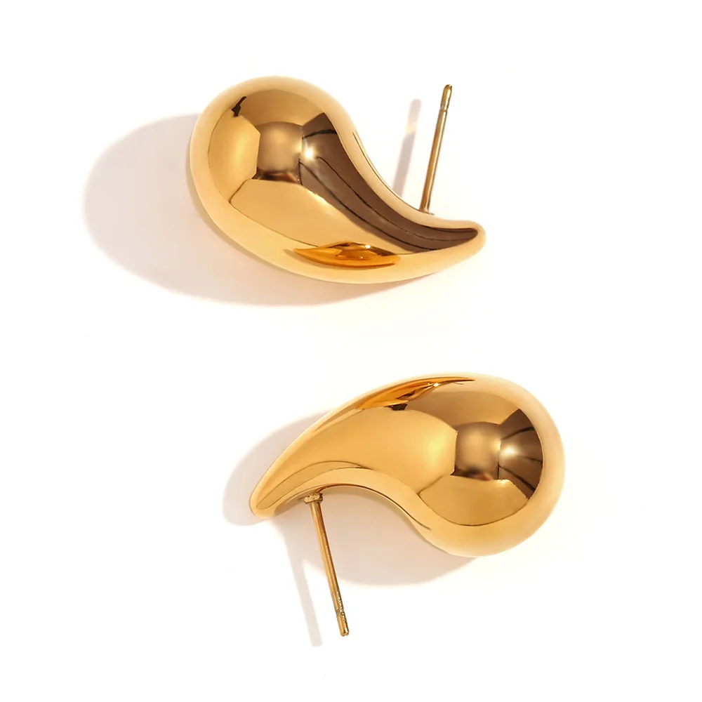 

Miranda Stainless Steel Water Drop Fashion Hollow Stud Earrings Personalized Gold Color Texture Waterproof Charm Jewelry New