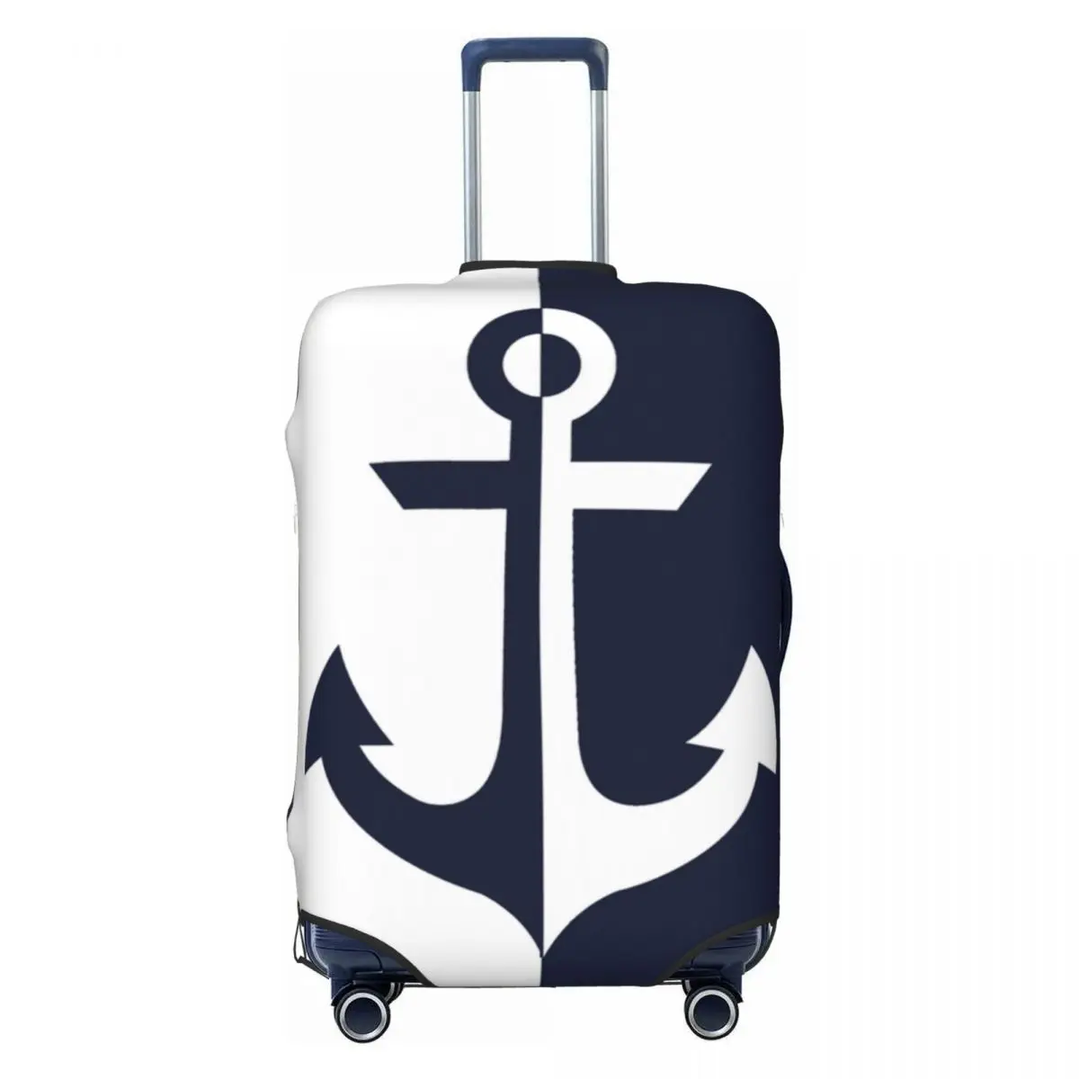 

Custom Nautical White Navy Blue Anchor Luggage Cover Protector Funny Travel Sailor Adventure Suitcase Covers for 18-32 Inch