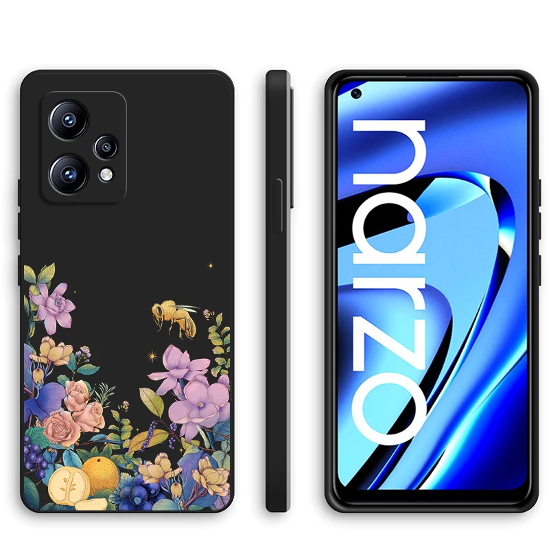 Jzon Per Realme Narzo 50 Pro 5G Custodia Per Telefono Flower Style Soft Cover Posteriore Custodia Protettiva Antiurto