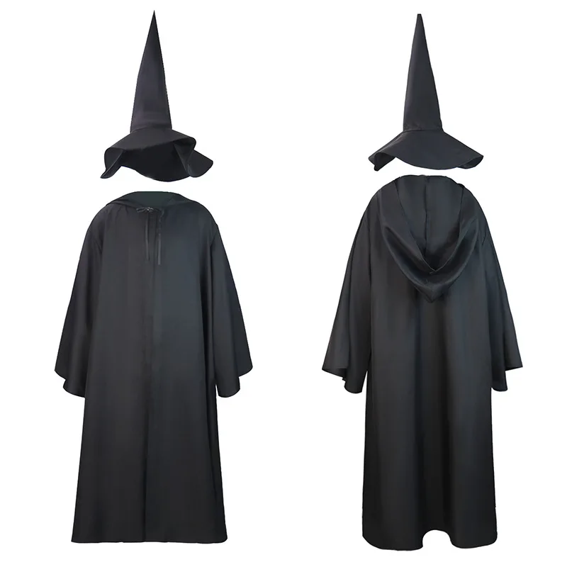 

Witch Wizard Hooded Black Cloak Cosplay Costume Halloween Party Fancy Dress