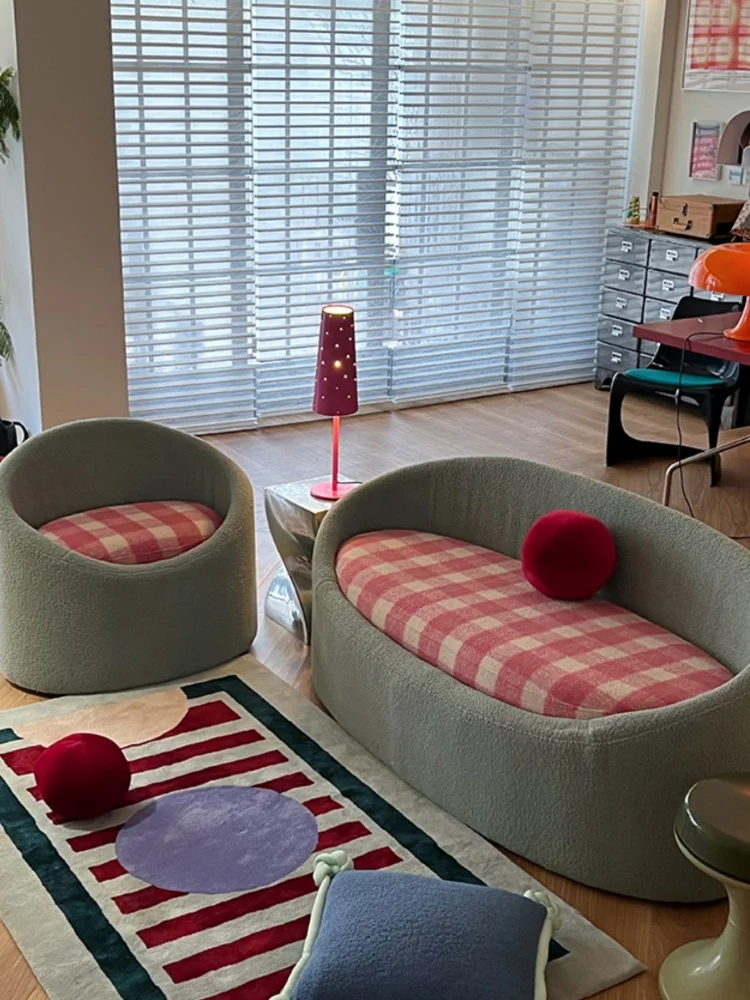 Crush cups in the antique style cute lamb's wool soft package contrasting lazy storage small household sofa 8