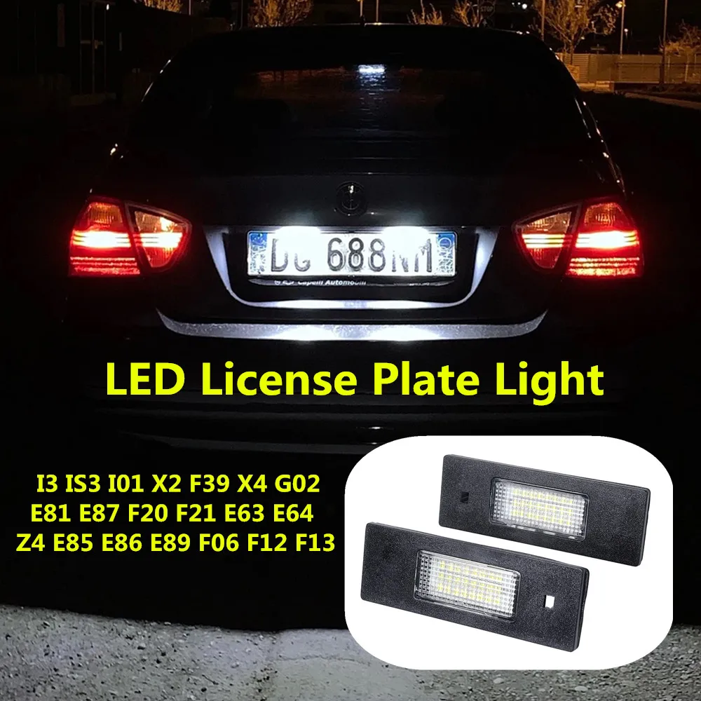 2 uds. Bombillas LED blancas sin errores para matrícula de coche, accesorios para BMW Z4 E85 E86 E89 F06 F12 F13 E81 E87 F20 F21 E63 E64