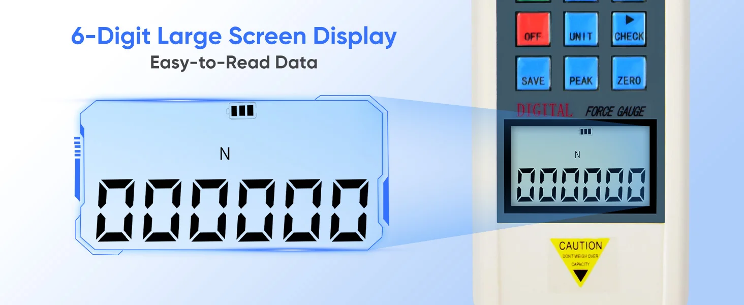 Digital Force Gauge Push Pull Meter 5000N/1100LB/500KG with External Sensor USB