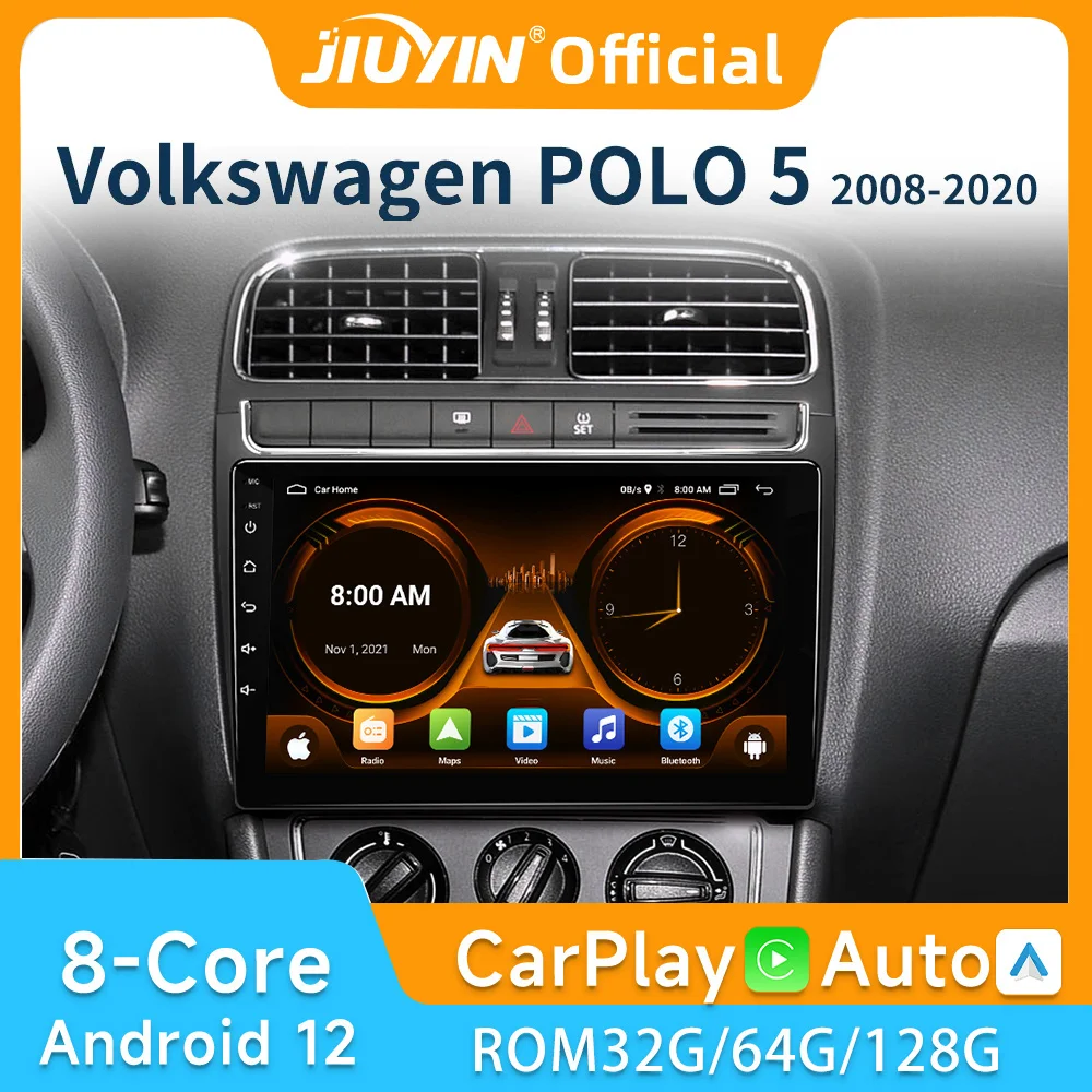 

JIUYIN Android 12 Ainavi Multimedia Video Player For VW Volkswagen POLO 5 2008-2020 Vento Carplay Auto Car Radio stereo 48EQ