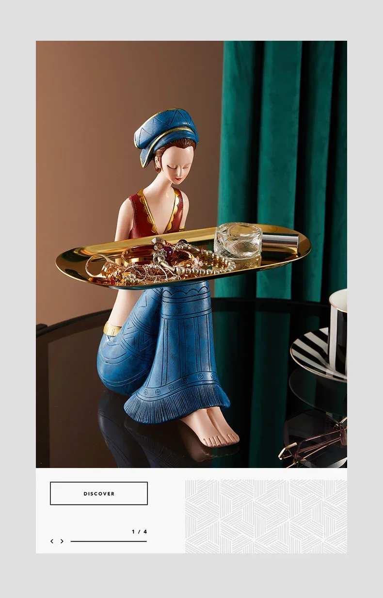 Nordic Home Decor Girl Art Figure Storage Tray Ornament Luxury Living Room Kawaii Desk Accessories Interior Figurines Decoration S4d76625b619b48529fd4032f133b405ai