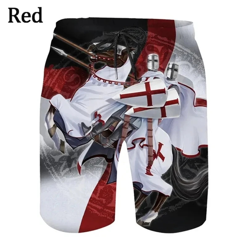 New Arrival Knights Templar 3D Printed Men Fashion Personality Summer Quick-drying Ice Shorts Ropa De Hombre Kids Beach Shorts 4