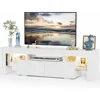 JUMMICO TV Stand with LED Lights, Modern Entertainment Center Media and Open Shelf Console Table Storage Desk Up To 70 Inch TV 1