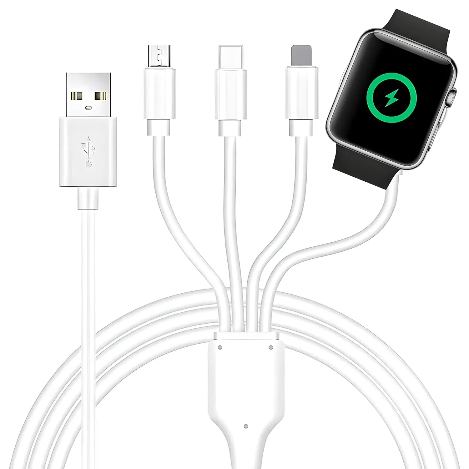 

Bonola 4 In 1 Charging Cable USB Type C for iPhone 15/Samsung/Xiaomi Fast Multi Port Charging Cord for Apple Watch/AirPods Pro
