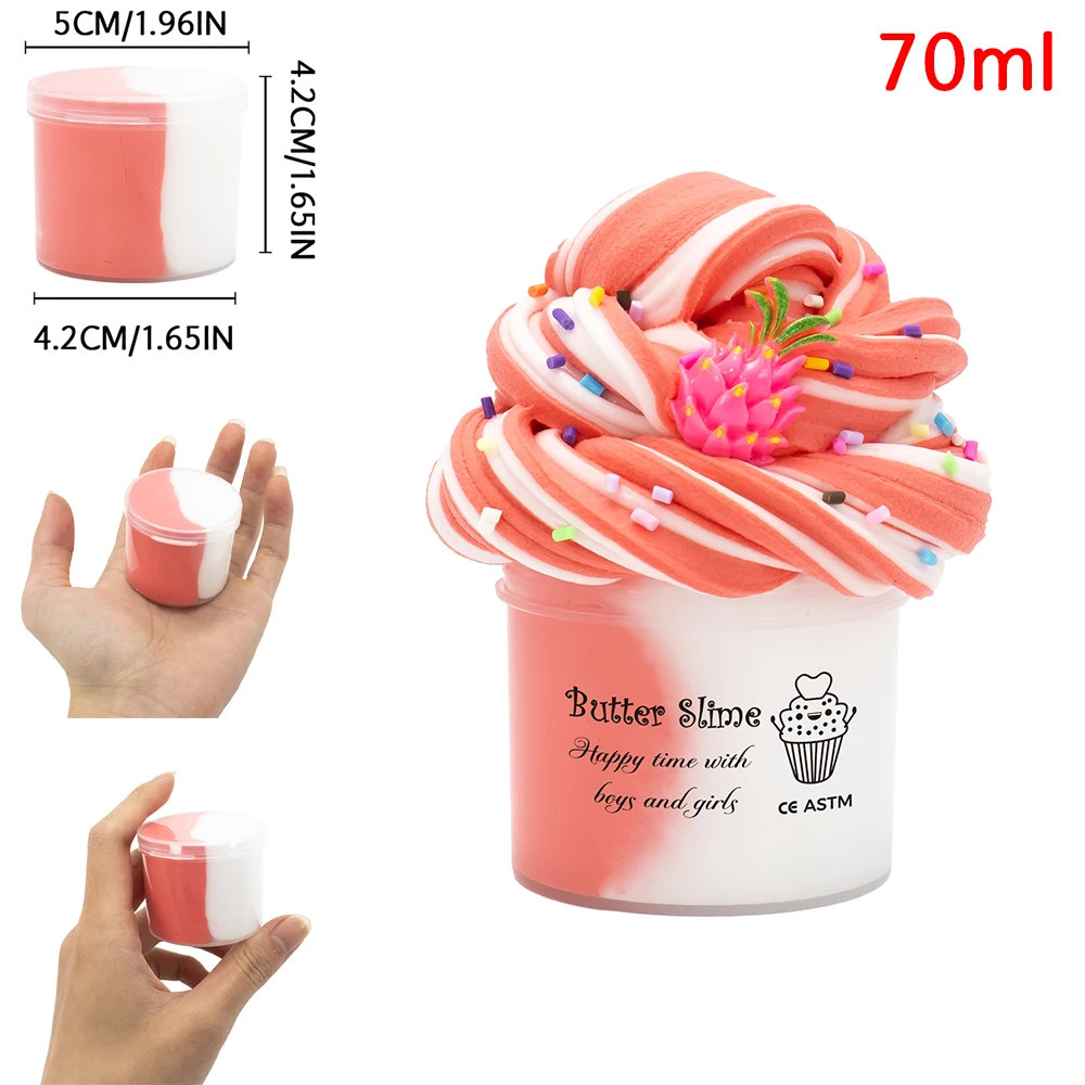 70ml Butter Fluffy Slime Kit Fruit Ice Cream Slime DIY Making Set Non Sticky Super Soft Sludge Polymer Clay Toys Birthday Gifts 2