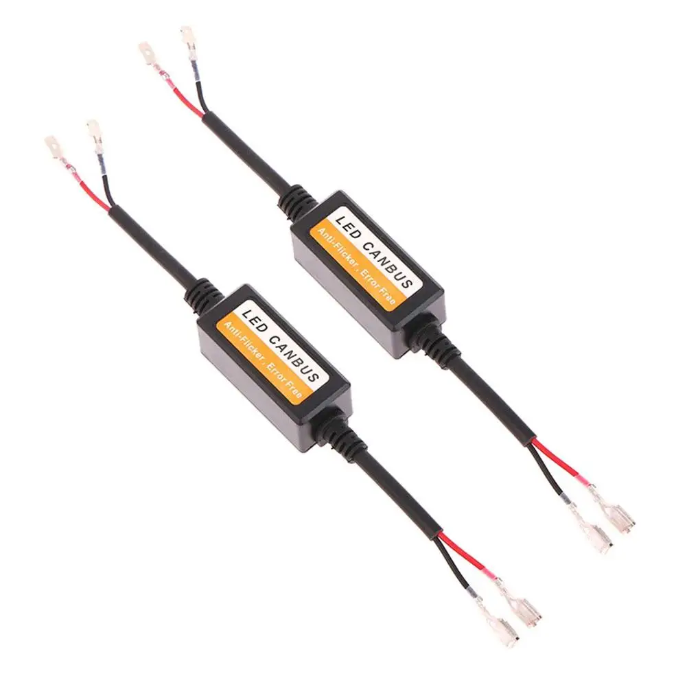 2PCS LED Headlight Decoder Adapter Canbus Anti-Flicker Harness Bulbs Resistor Decoder Warning Error Canceller H1 H4 H7 H8