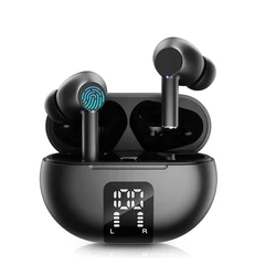 High - Fidelity Wireless Bluetooth Earbuds with LED Display and Noise Cancellation (Black)