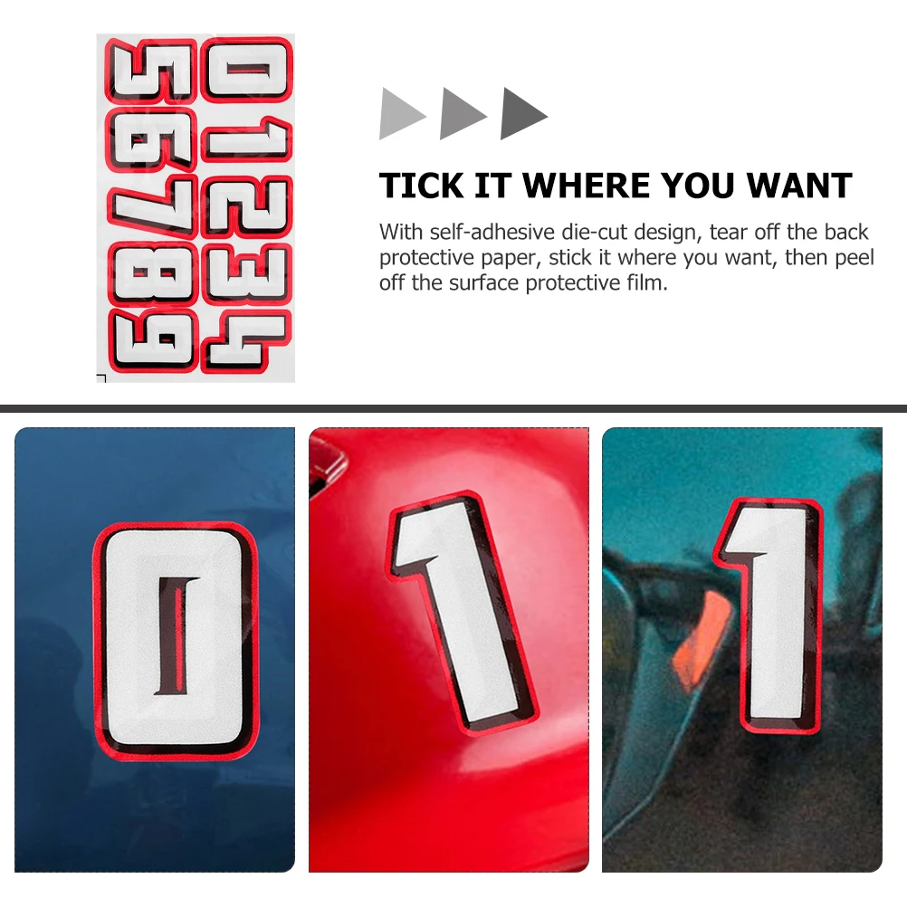 2 Sets Number Stickers Self Adhesive Reflective Film Durable Helmets Softball Football Baseball Suitable Daily Train