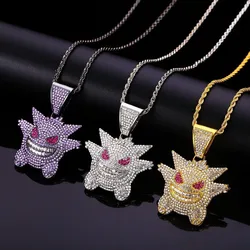 Pokemon Anime Action Figure Gengar Figures Funny Necklace Cartoon Pendant Hip Hop Jewelry Boy Girl Necklace Accessories Kid Gift