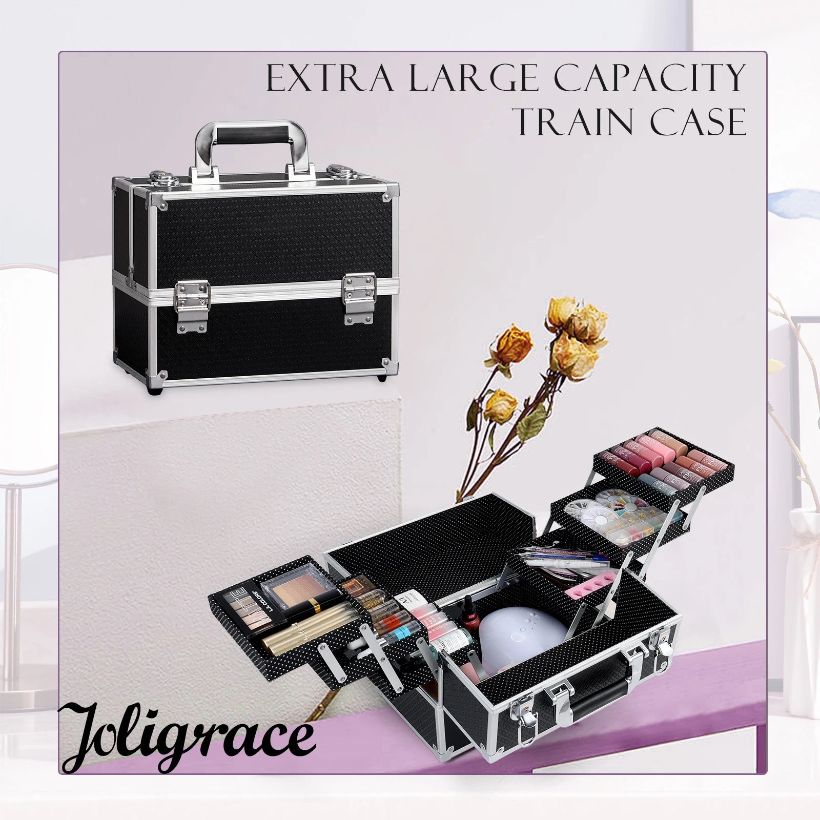 Women Professional Suitcase Makeup Box Make Bag Suitcase Professional