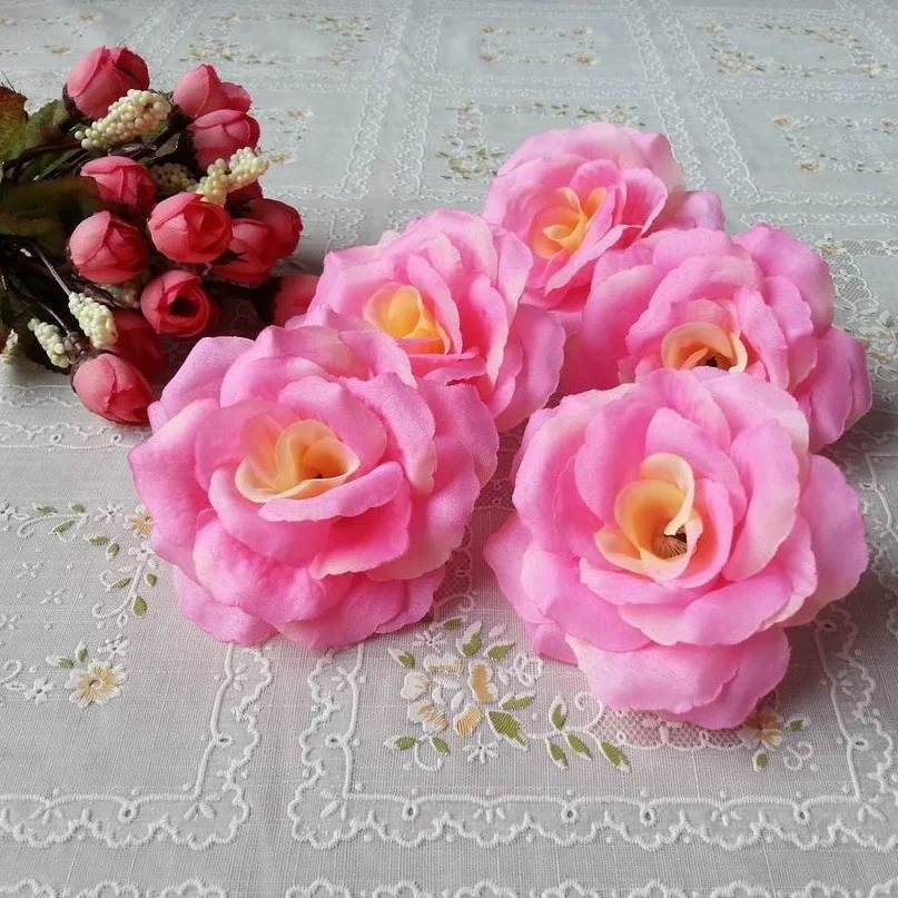 Elegant Dark Blue Silk Rose Flowers - Set of 10 for Wedding and Home Décor