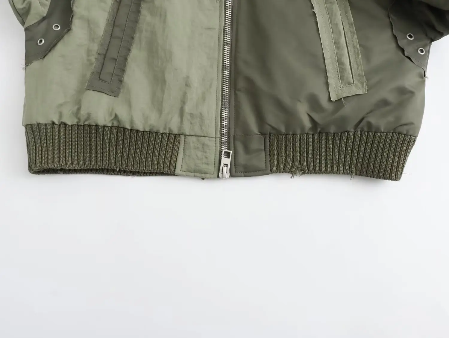 Withered Autumn Winter American High Street Flight Jacket Coat Military Green Patchwork Vintage Bomber Jacket Women