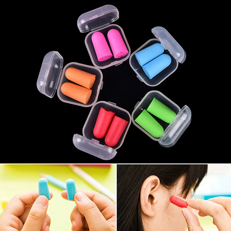 

1set/2pcs Memory Foam Soft Earplugs Case Hearing Protection Ear Plugs Sleep