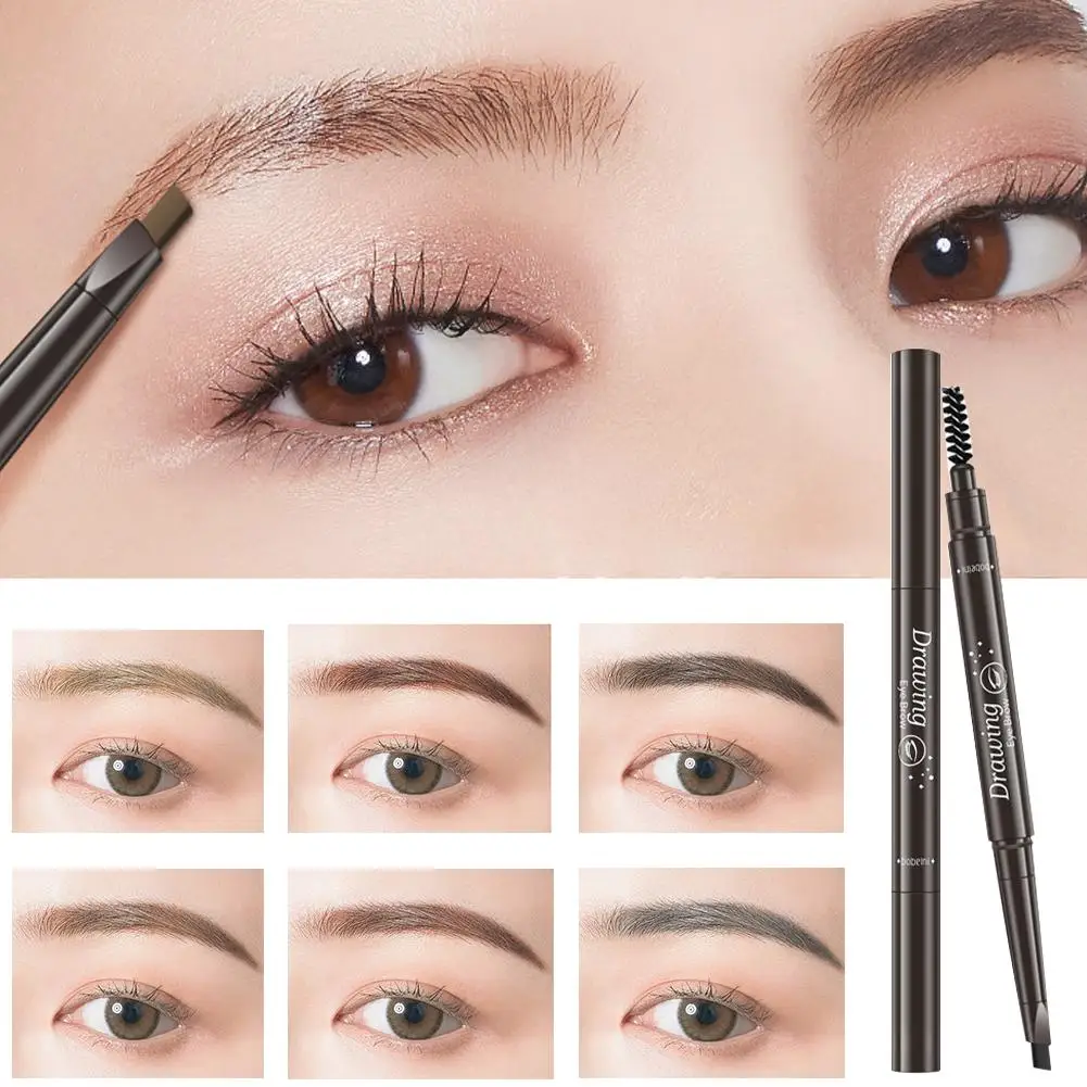 

6 Colors Double Headed Rotating Eyebrow Pencil Natural Brush No Waterproof Lasting Beauty Makeup Tools blooming with Brow P W6T4