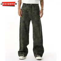 Pantalon de Camouflage à motif multicolore pour hommes, quatre saisons, populaire, basique, polyvalent, lavage droit, pantalon de Cowboy décontracté, 2025 1