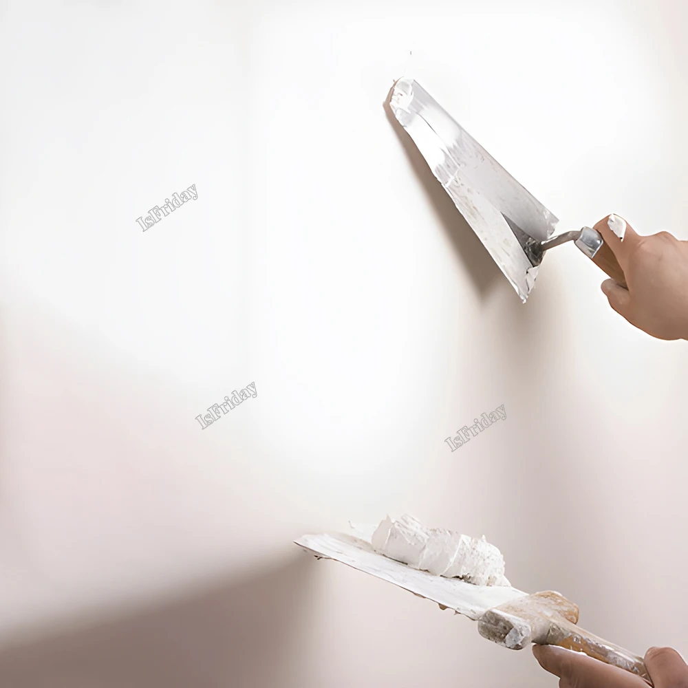 Triangle Carbon Steel Lime Trowel With Wood Handle Wall Trowel Thickened Paste Tile Putty Mason's Tool 2