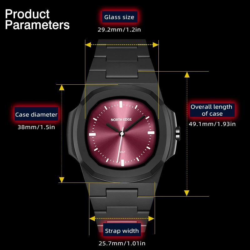NORTH EDGE VOLT Unisex Waterproof Digital Sports Watch - Stylish 50M Swim-Ready Timepiece