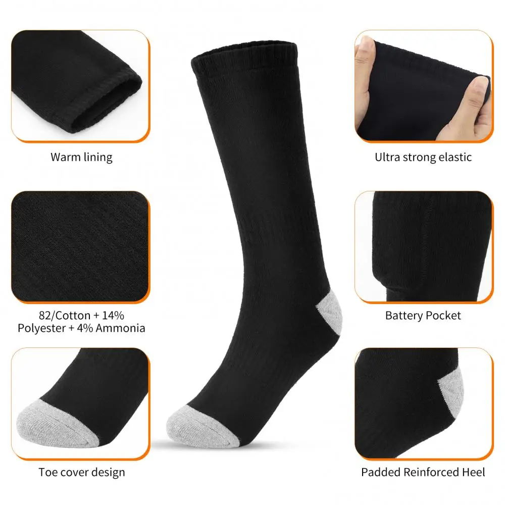 

1 Pair Heated Socks Unisex 4000mAh Rechargeable Battery 3 Heat Settings Thermal Winter Warm Socks with 2 Power Bank for Outdoor