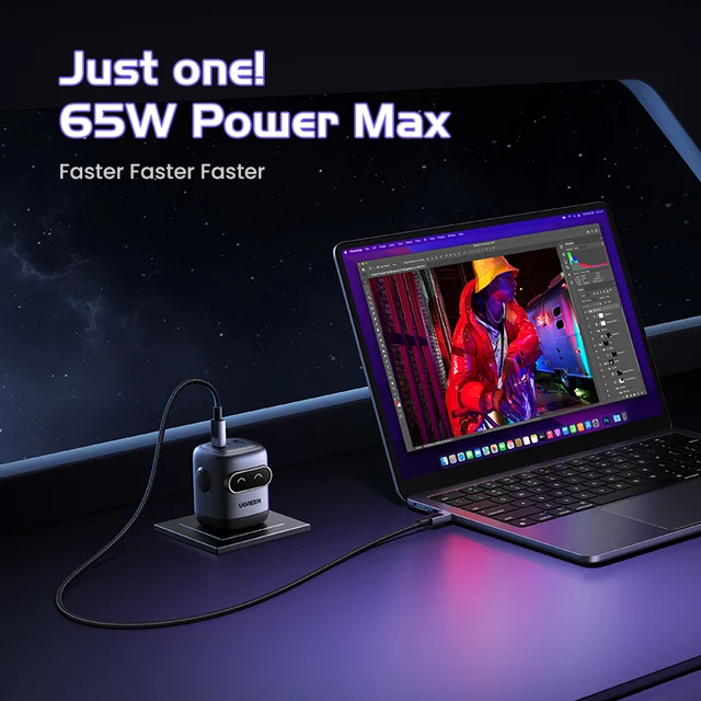 【US Plug】UGREEN 65W 30W GaN Charger Robot Design QC4.0 3.0 PPS for iPhone 16 15 14 Pro Macbook Laptops Tablet PD3.0 Fast Charger 3