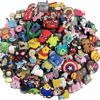 30-200Pcs Random Mixed Shoe Charms Decoration Fit Bubble Slides Clog Sandals Ornament Shoes Accessories Pins kids Party Gifts 1