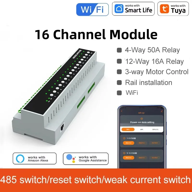Tuya 스마트 WiFi 6-16 갱 릴레이 스위치 모듈 원격 제어 기기 제어 모듈 110V-240V Alexa Google 홈과 함께 작동