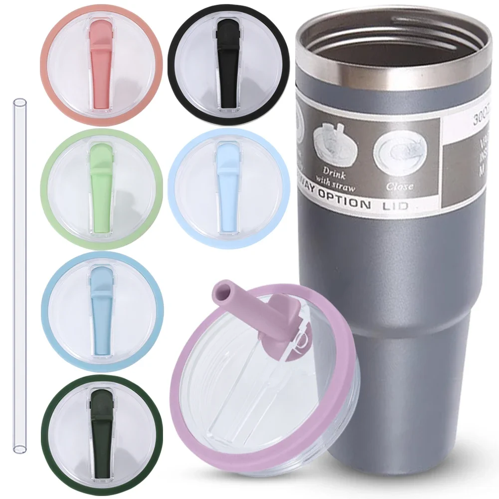 2Pcs Dustproof Tumbler Lids with Straw Spill Proof Tumbler Cover Replaceble Flip Straw Lid for Stanley 30oz Cup tumbler cover