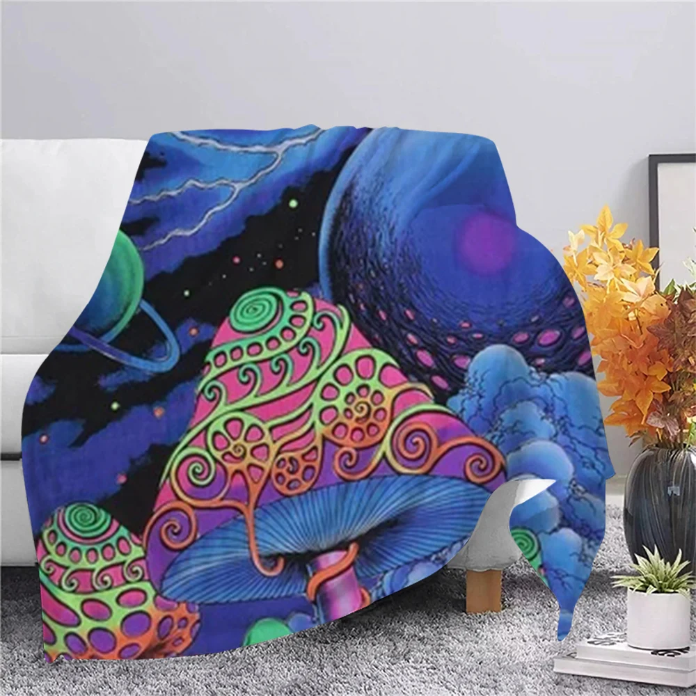 

CLOOCL Fashion Flannel Blankets Fantasy Red Mushroom Planet 3D Print Throw Quilt Keep Warm Office Nap Blanket 180x150cm